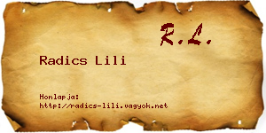 Radics Lili névjegykártya